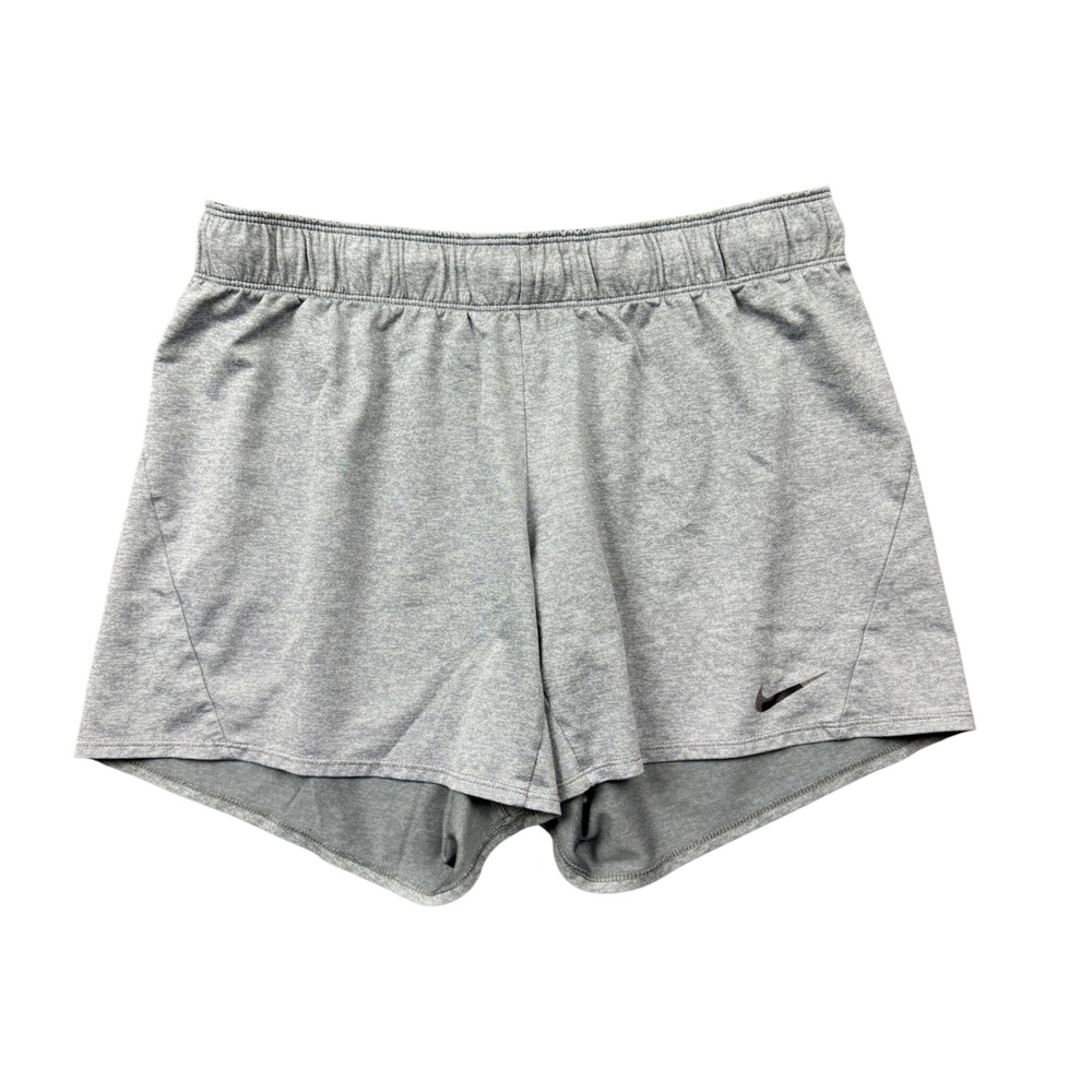 Nike Womens Large Dri-FIT Heather Gray Athletic Training Shorts Athleisure Gym